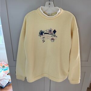 Vintage 90s Butter Yellow Embroidered Crewneck Pullover